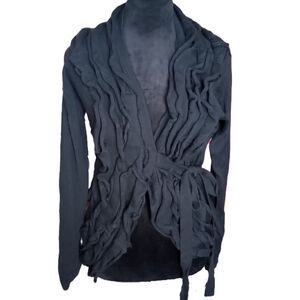 Jarbo Women's Size 36/US Size 6 Black 100% Italian Superfine Merino Cardigan